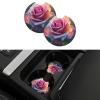 Car Cup Holder Coasters Set of 2 Universal Auto Non Slip Insert Coaster Cute Car Assecories for Women Men Beautiful Rose Car Cup Mat with A Finger Notch for Most Car Interior view 2