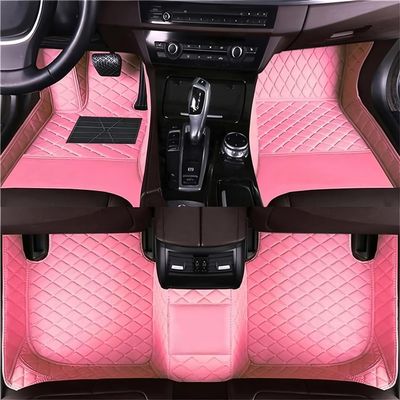 NYWXCFF Custom Car Floor Mats Fit for Ford Explorer 2011-2026 Non-Slip Waterproof All Weather Protection Luxury Leather Floor Liners Full Coverage Car Interior Accessories (3D Pink)