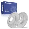 AutoShack Rear Drilled Slotted Silver Matte Coated Rotor 10.62" 270 mm 2pcs view 1