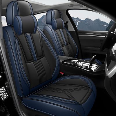 BYXN Car Seat Cover for Nissan Frontier 1998-2026,Driver's Seat Covers,Hard-Wearing Nappa Leather Seat Cover,Non-Slip Leather Seat Covers(Luxury 2 Seat/Black&Blue)