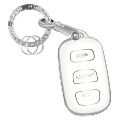 YALNORVA for Toyota Key Fob Cover with Keychain, Key Fob Case Cover Fits for Toyota Camry Avalon 4 Runner Sequoia Prius Sienna Solara Valon Matrix Car Accessories Smart Key, White