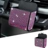 MINGZAIQIPEI Car Vent Storage Organizer, Rhinestone Car Vent Leather Pocket, Auto Storage Box for Phone Coin Key Sunglasses, Sparkly Car Accessories for Women (Pink) view 1