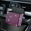 MINGZAIQIPEI Car Vent Storage Organizer, Rhinestone Car Vent Leather Pocket, Auto Storage Box for Phone Coin Key Sunglasses, Sparkly Car Accessories for Women (Pink) view 2