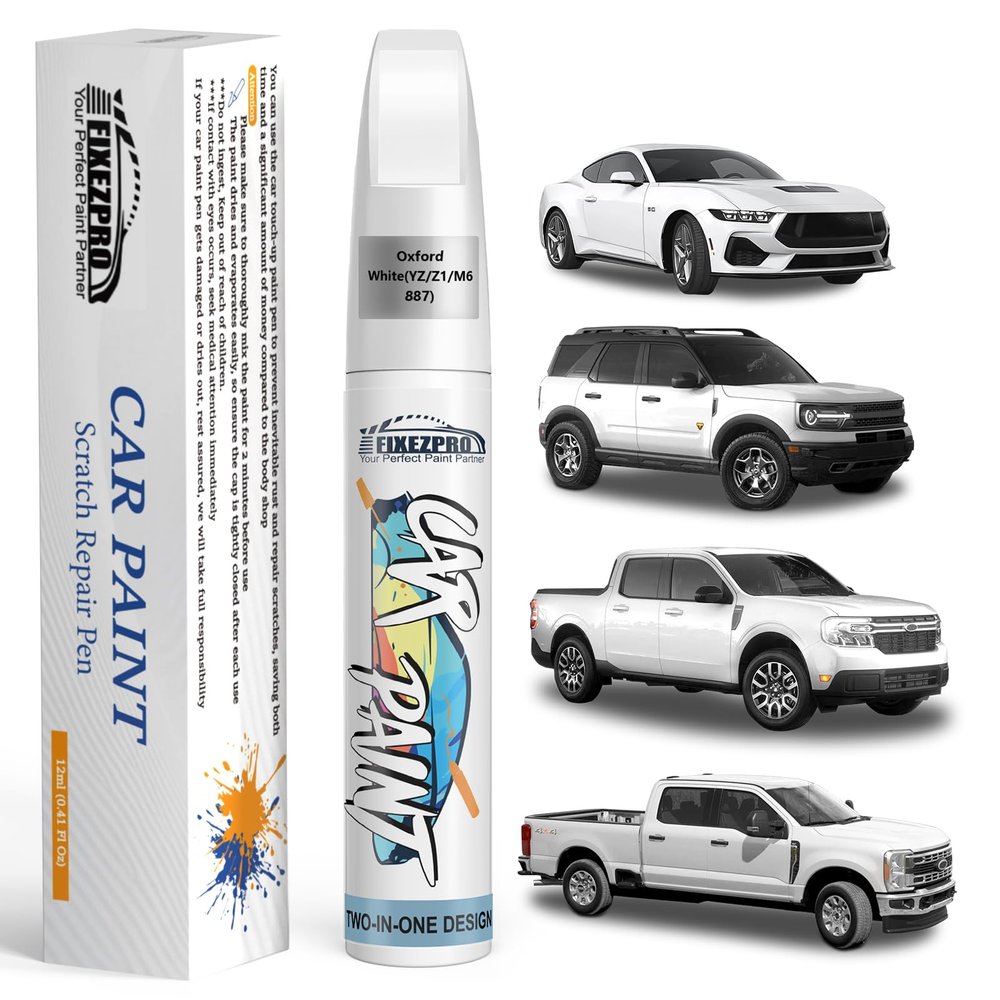 FIXEZPRO Oxford White(YZ/Z1/M6887) Touch Up Paint for Ford, Car Paint Scratch Repair Remover Pen Color Exact Match, Quick and Easy Fix Automotive Chips and Nicks Scuff