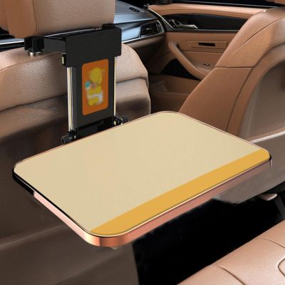 WNYAILLL Car Seat Tray Table, Car Backseat Table, Eating Table & Tray, Car Work Table, Back Seat Headrest Tray, for Snacks, Toys, Books, Entertainment, Road Trip Essentials Accessories(Yellow)
