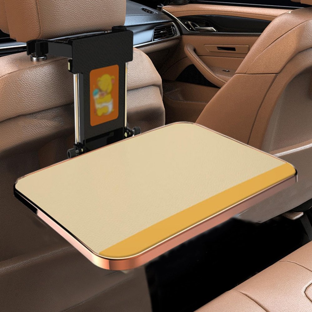WNYAILLL Car Seat Tray Table, Car Backseat Table, Eating Table & Tray, Car Work Table, Back Seat Headrest Tray, for Snacks, Toys, Books, Entertainment, Road Trip Essentials Accessories(Yellow)