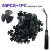 50pcs Hood Insulation Retainers with Fastener Remover - for Chrysler, Jeep, Dodge, Ram - Replace OEM 4878883AA LH LHS Nylon Clip (Black) view 2