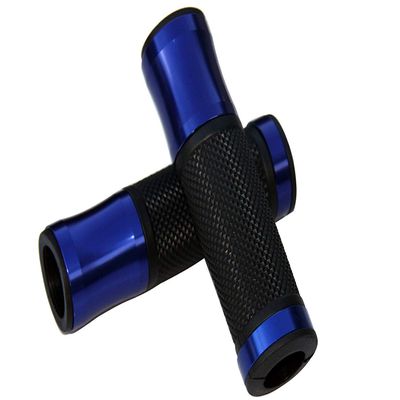 MotorToGo Blue CNC Aluminum 7/8" Handlebar Open-End Rubber Gel Grips for 2001 Buell Blast P3