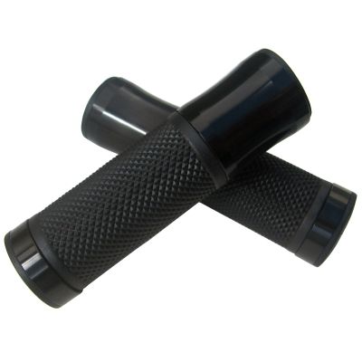 MotorToGo Black CNC Aluminum 7/8" Handlebar Open-End Rubber Gel Grips for 2000 Kawasaki Super Sherpa 250 KL250G