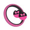 Pink Black Bow Steering Wheel Cover,Cute Classic Universal Fit 14-15 inch Steering Wheel Cover for Women Men, Automotive Interior Accessories Decorative,with 2 Pack Car Coaster view 1