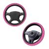 Pink Black Bow Steering Wheel Cover,Cute Classic Universal Fit 14-15 inch Steering Wheel Cover for Women Men, Automotive Interior Accessories Decorative,with 2 Pack Car Coaster view 3