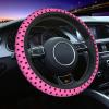 Pink Black Bow Steering Wheel Cover,Cute Classic Universal Fit 14-15 inch Steering Wheel Cover for Women Men, Automotive Interior Accessories Decorative,with 2 Pack Car Coaster view 4