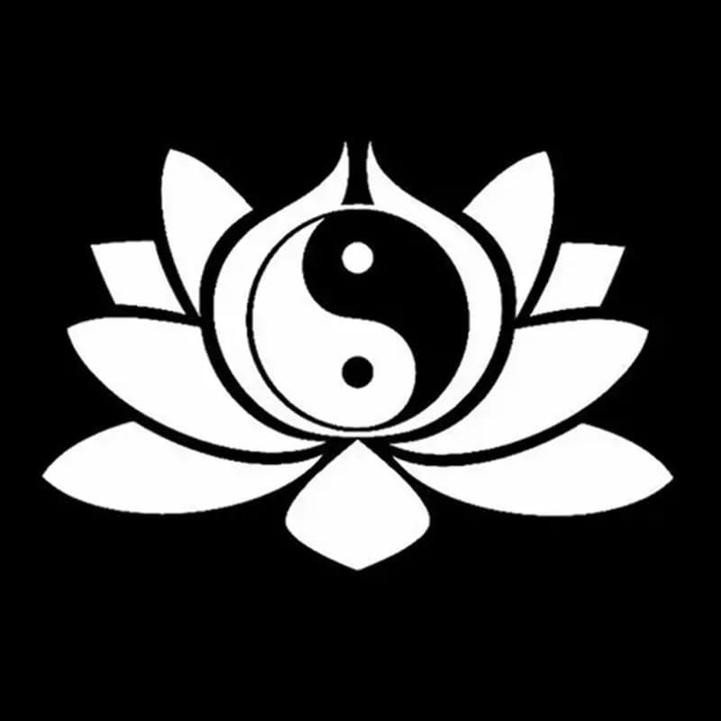 Lotus Flower Yin Yang Decal Vinyl Sticker, Truck, Window, Bumper Decal for Laptop, Phone, Home Decoration, Funny Designs, Made in The USA
