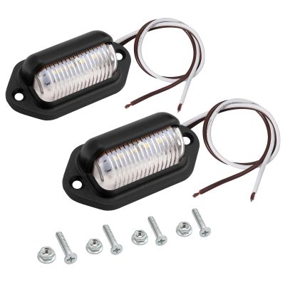 Justech 2PCS 4LED License Plate Lights, 12V 24V Black Tag Lamp
