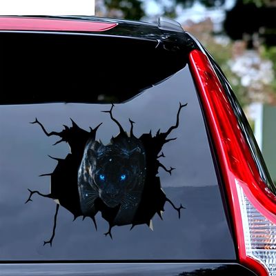 Panther Stickers, Black Leopard Stickers - 3D Realistic Large Wild Cat Stickers, Cracking Black Cat Sticker, Vinyl Decals Cool Bumper Stickers for Cars Window Walls HN55