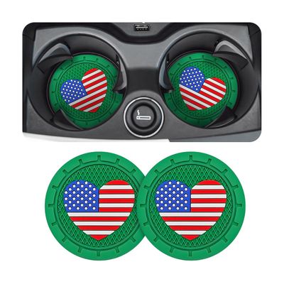 AUCELI 2PCS American Flag Car Cup Holder Coasters, Green
