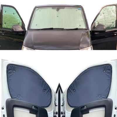 Window Blind Kit Compatible with Peugeot Expert Tepee (Second Generation) (Years 2007-2016) (Full Set LWB with Barn Doors) with Backing Colour in Navy, Reversible