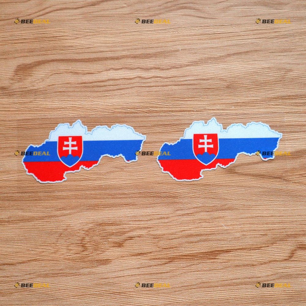 Slovak Slovakia Flag Map Sticker Decal Vinyl Slovakian - 2 Pack Reflective 4" - for Car Boat Laptop Cup