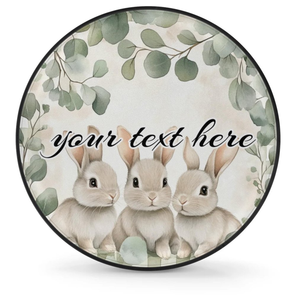 Joyousleap Easter Bunny Custom Spare Tire Cover, Personalized Wheel Tire Cover Fit for SUV Camper Truck Travel RV Trailer 14", Spring Sage Green Leaf