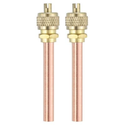 uxcell 2Pcs Access Service Valves, 1/4" OD x 2.68" Length Brass Copper Refrigerant Filling Access Valves Air Conditioner Charge Needle Valve for HVAC Systems Repair
