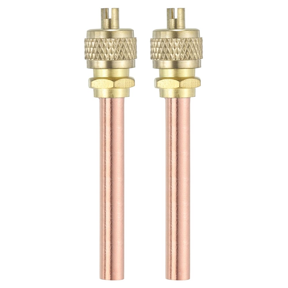 uxcell 2Pcs Access Service Valves, 1/4" OD x 2.68" Length Brass Copper Refrigerant Filling Access Valves Air Conditioner Charge Needle Valve for HVAC Systems Repair