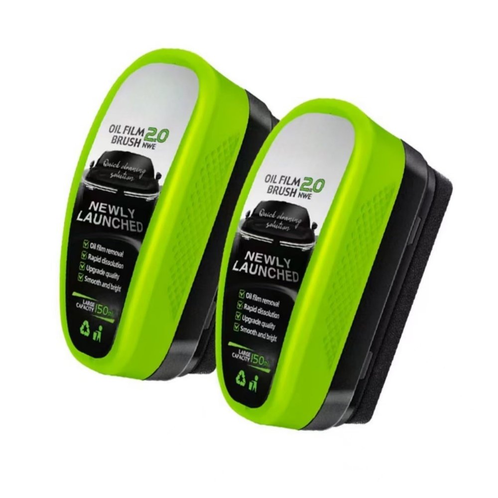 150ml Car Windshield Cleaner Wipe Board Glass Oil Film Cleaning Remove Fog Dirt Stain Polishing Car Maintenance Brush(Green,2PC)