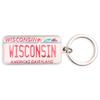 Westmon Works Wisconsin Keychain Souvenir Americas Dairyland License Plate Metal Key Ring view 1