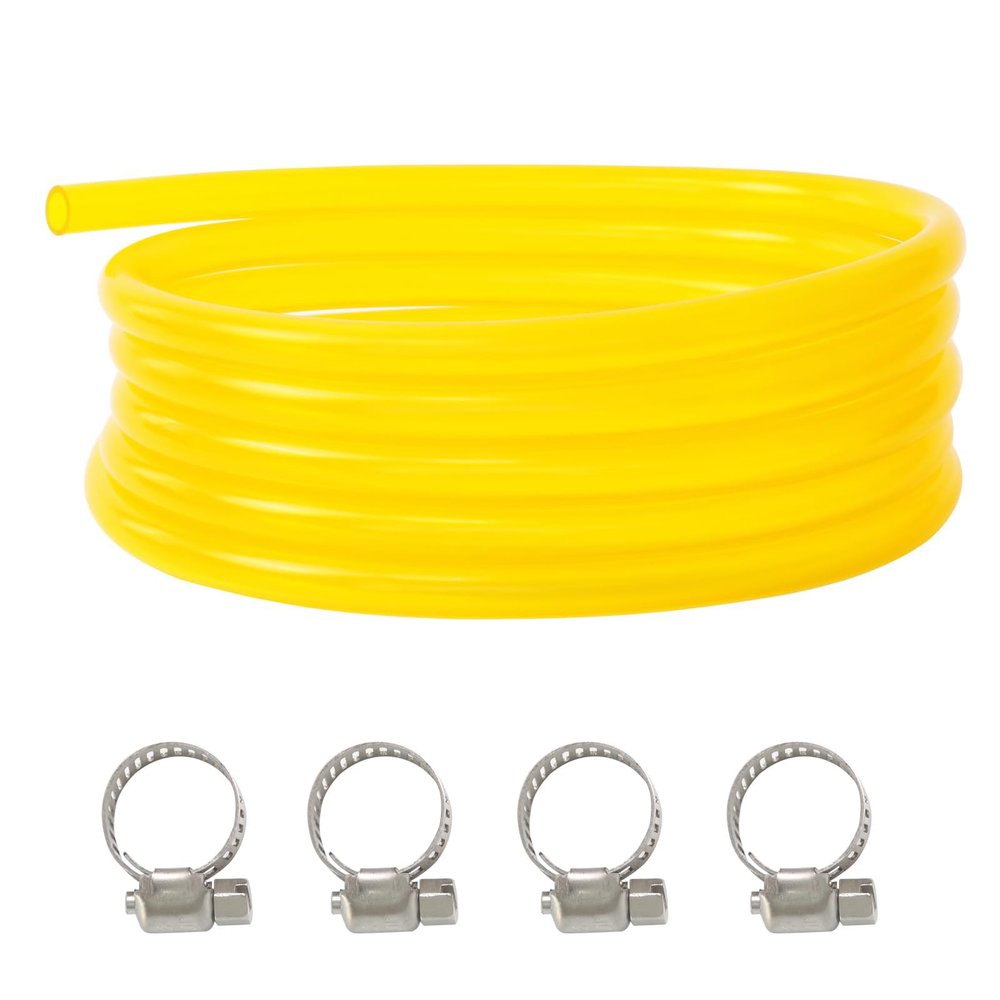 13 Feet Long Fuel Transfer Hose (ID 12.5mm * OD 17.5mm) Fuel Line Gas Tube with 4 Hose Clamps (HOSE-L)