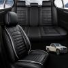 TNOKDY Seat Covers for Truck 2007-2024 GMC Sierra Chevy Silverado 1500 2500/HD 3500/HD Nappa Leather Car Seat Covers Waterproof and Dustproof Car Seat ProtectorsBlack+White Bars view 1
