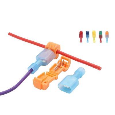 10/50 Sets T Shape Quick Splice Electrical Wire Connectors Crimp Terminals Block Lock for Sq 0.5-4mm 22-17AWG/15-13AWG/13-10AWG(Blue T2,20 Sets(40PCS))