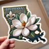 Magnolia Louisiana Floral Sticker for Laptop Car Window Bumper Truck Waterproof Vinyl Decal Auto Water Bottle (4) view 1