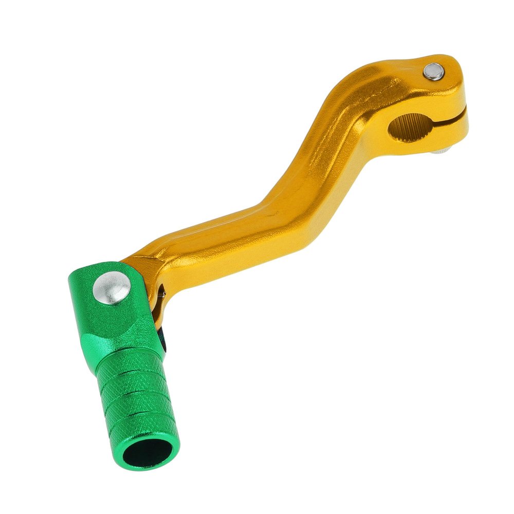 HEROFFIX Folding Motorcycle Gear Shifter Lever for Kayo T2 Aluminum Alloy Pedal Shift Lever Arm Gold Tone Lever Green Head