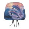 QMNBTES Dolphins Art Headrest Covers for Cars Universal Car Headrest Cover Personalized Car Headrest Cover Protector Soft Elastic Auto Head Rest Covers for Truck SUV 2 PCS view 1