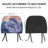 QMNBTES Dolphins Art Headrest Covers for Cars Universal Car Headrest Cover Personalized Car Headrest Cover Protector Soft Elastic Auto Head Rest Covers for Truck SUV 2 PCS view 2