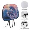 QMNBTES Dolphins Art Headrest Covers for Cars Universal Car Headrest Cover Personalized Car Headrest Cover Protector Soft Elastic Auto Head Rest Covers for Truck SUV 2 PCS view 3