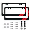 2Pcs Red Strips License Plate Frames for Dodge Challenger Charger, 12.2x6.4inch Universal Fit License Tag Plate for Dodge Vehicles with Screws and Caps (RedStripes) view 1