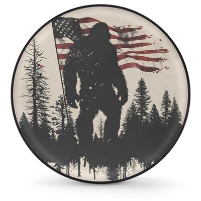 Spare Tire Cover Wheel Protector Flag Bigfoot American Soldier Waterproof Dust-Proof Wheel Covers Universal Wheel Tire Protectors for Cars,Travel Trailer RV,Truck, SUV, Camper 16"