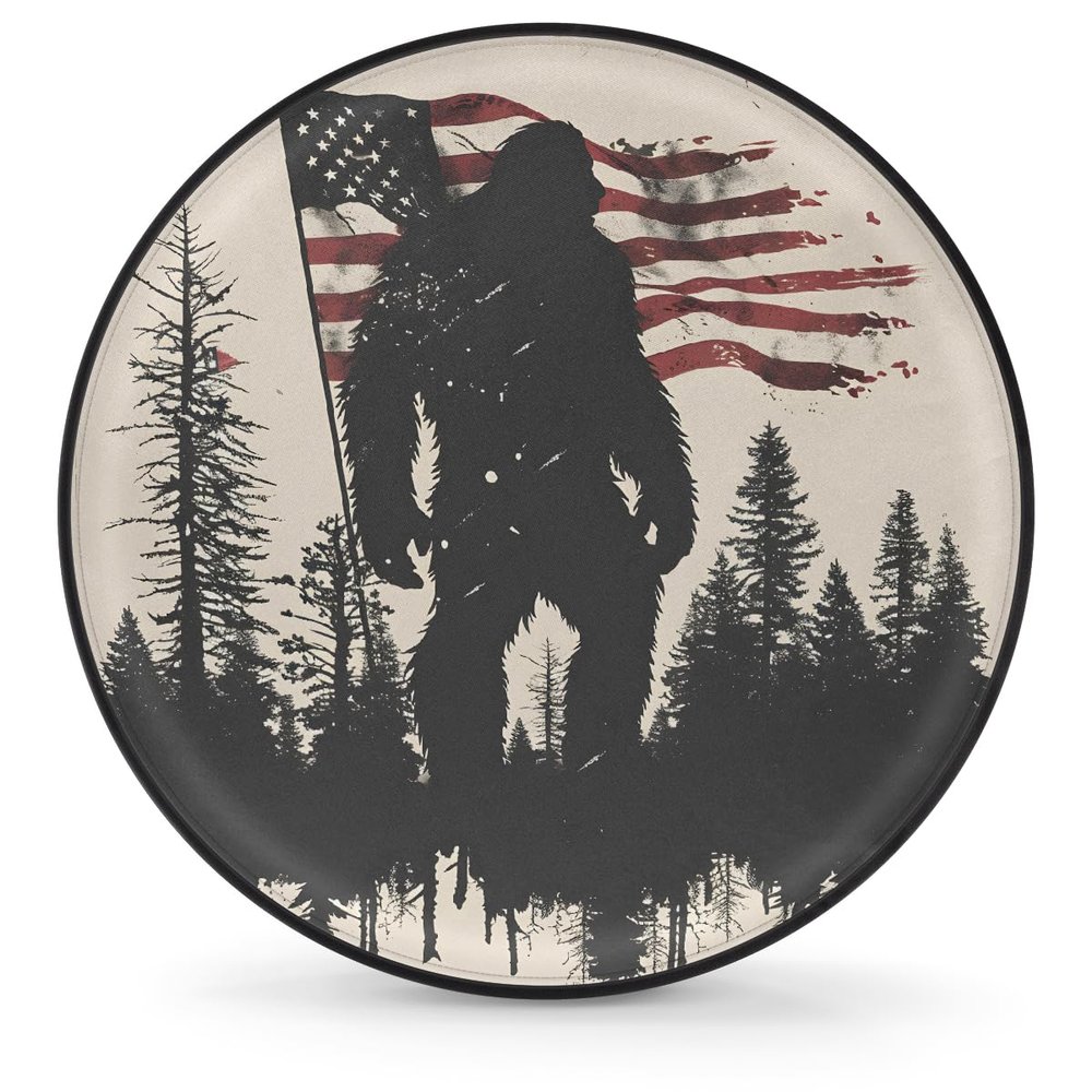 Spare Tire Cover Wheel Protector Flag Bigfoot American Soldier Waterproof Dust-Proof Wheel Covers Universal Wheel Tire Protectors for Cars,Travel Trailer RV,Truck, SUV, Camper 16"