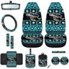 gearider Sea Turtle Front Car Seat Cover Set with Steering Wheel Cover Seat Belt Pads Center Console Pad Trash Bin Phone Holder Rearview Mirror Cover Cup Holder Key Chain 12pcs, Southwest Aztec Blue view 1