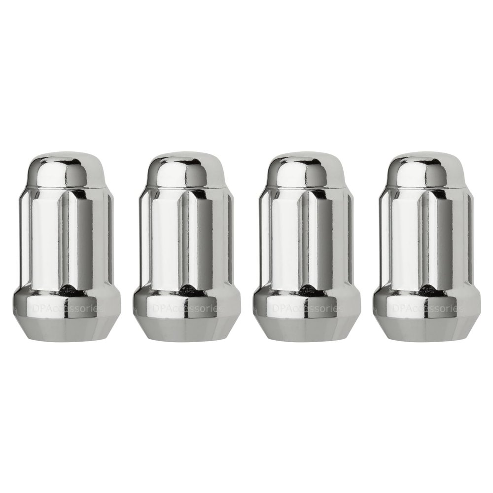 DPAccessories Chrome M12x1.50 Lug Nuts for Aftermarket Wheels - Closed End Spline Tuner - 34mm (1.35") Tall - Pack of 4 - LCS3A6HC2CH04004