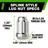DPAccessories Chrome M12x1.50 Lug Nuts for Aftermarket Wheels - Closed End Spline Tuner - 34mm (1.35") Tall - Pack of 4 - LCS3A6HC2CH04004 view 3
