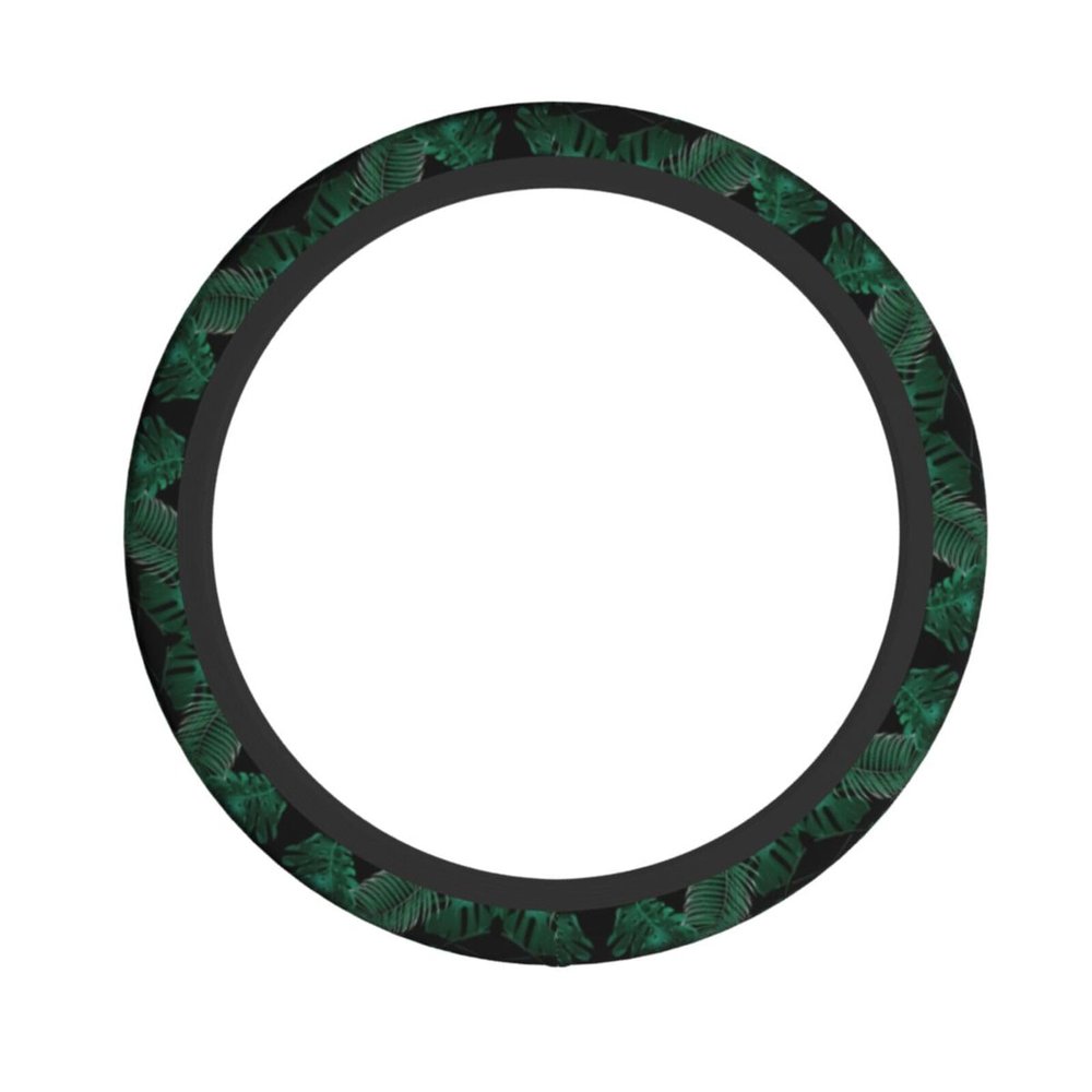 Banana Leaf Green Car Steering Wheel Cover, 15 inch, Non-Slip Cover Protector Durable Universal Fit for Most Cars