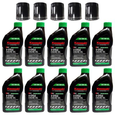Proven Part 5 Oil Filters 10 Quarts 10W40 Oil Fits Kawasaki 103887901