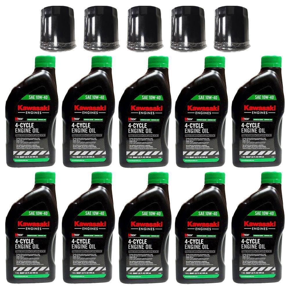 Proven Part 5 Oil Filters 10 Quarts 10W40 Oil Fits Kawasaki 103887901