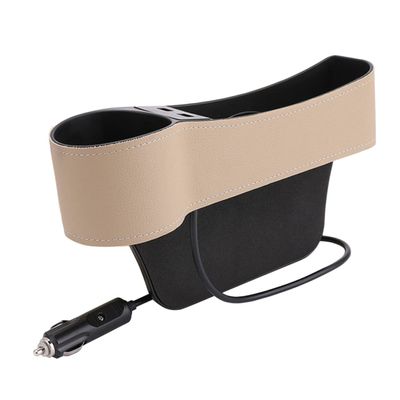 TOPPERFUN Car Seat Gap Filler Catcher Organizer Driver Side Pocket Storage Case USB Charger Cup Holder