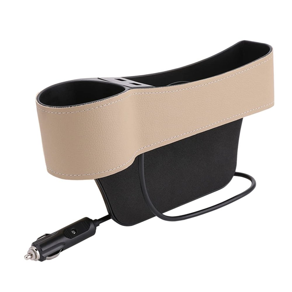 TOPPERFUN Car Seat Gap Filler Catcher Organizer Driver Side Pocket Storage Case USB Charger Cup Holder