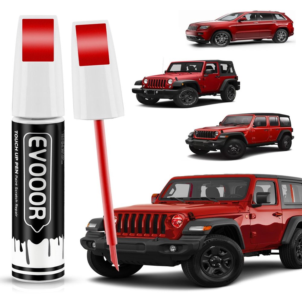 EVOOOR PRC/MRC Firecracker Red Touch Up Paint Compatible with JeepExact Match 2 in 1 Touch up Paint for Chips and Nicks Repair