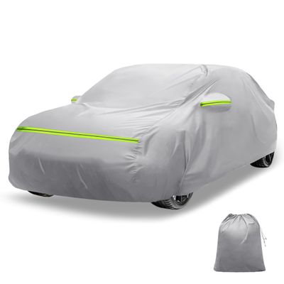 X AUTOHAUX Waterproof Car Cover Aluminum Film,Cotton Car Outdoor Full Car Cover with Driver Door Zipper All Weather Rain Snow Protection Universal Fit for SUV
