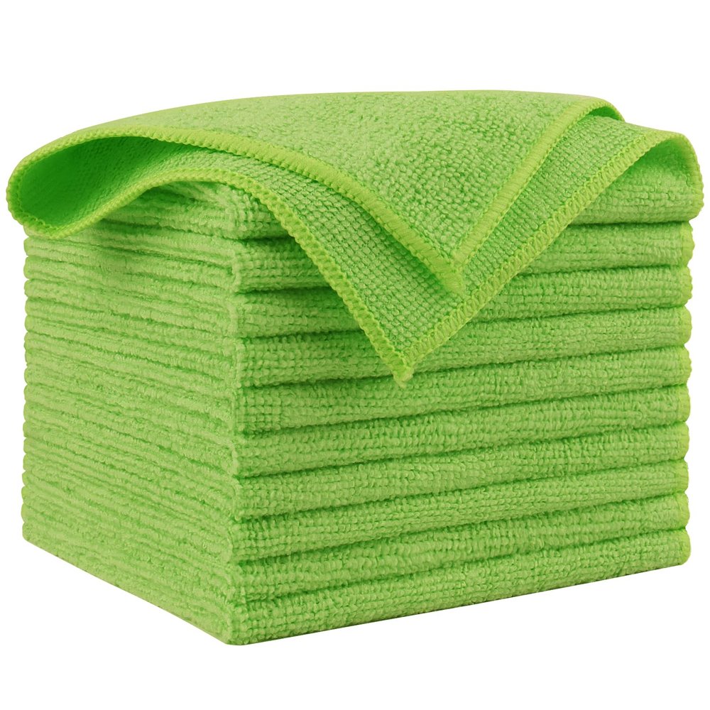 AIDEA Microfiber Cleaning Cloth, 10PK, Microfiber Towels for Cars, Premium All Purpose Car Cloths, Dusting Cloth Cleaning Rags, Absorbent Towels for SUVs, House, Kitchen, Window, 12"12", Green