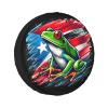 Puerto Rico Flag Frog Windproof Spare Tire Cover Truck SUV Wheel Protector 15in view 2